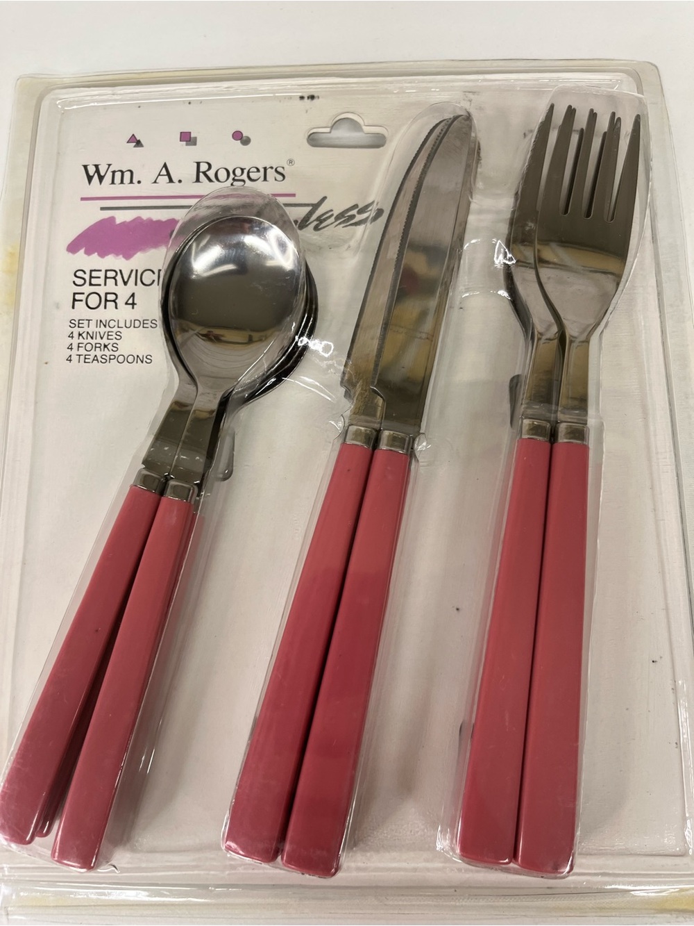 Wm. A. Rogers Pink Stainless Steel Flatware Set - Service for 4